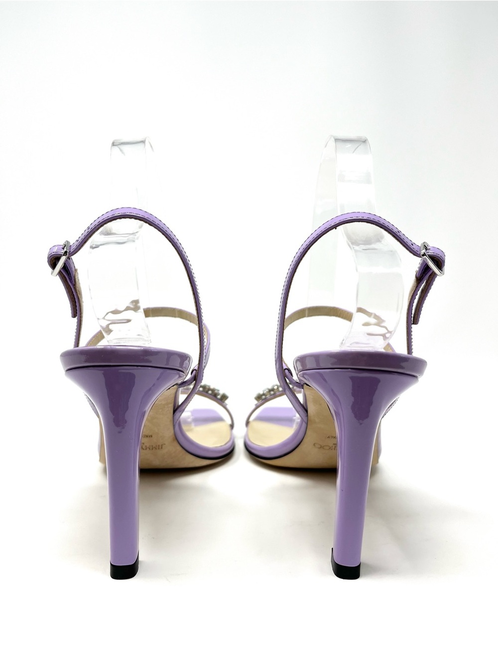 Jimmy Choo Meira Purple Patent Crystal Slingback Sandals High Heels Strappy 39 9 - Picture 7 of 12